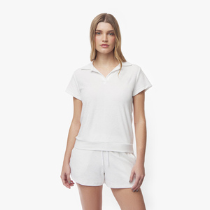 Chemise légère en polyester/coton tricoté pour femme, coupe ajustée, respirante, à manches courtes, idéale pour le golf et la mode - Product Image 2