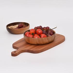 Plateau et ensemble de bols en bois d'acacia faits à la main, vaisselle moderne, idéal pour le petit-déjeuner et les collations - Product Image 6