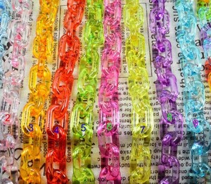Cadena de eslabones de resina para decoración de pared, cadena transparente abierta para pared, hebilla de cadena, joyería DIY, cadena de eslabones cubanos de plástico acrílico para decoración de pared - Product Image 1
