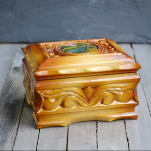 Tradebyd Rustic Handcrafted Carved Solid Wood <b>Storage</b> <b>Chest</b> for Farmhouse and Heritage Homes - Product Image 1