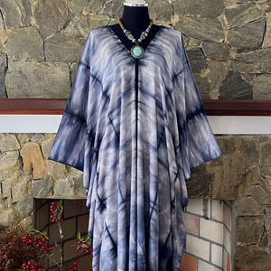 Caftán japonés Shibori Tie Dye de rayón, talla grande, estilo bohemio, arte vestible, cómodo, holgado, conjunto de verano para mujer - Product Image 1