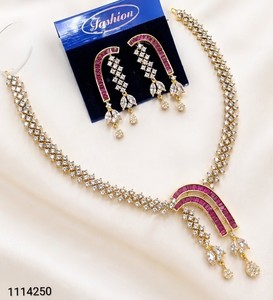 A.D Alloy Women's Zinc Alloy Necklace/Earrings/Ring <b>Set</b> Gold Plated Geometric Design High Quality Latest Party - Product Image 1