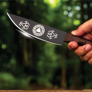 Viking Knife Hand Forged Carbon Steel Blade Serrated Edge Wood Handle Leather Sheath-Lightweight Durable - Product Image 2