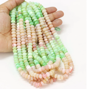 Perles Rondelles d'Opale Rose et Verte : Artisanat de Bijoux en Pierres Précieuses (7-10mm) - Product Image 1