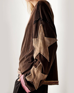 Sudaderas de Felpa Gruesa con Estampado de Estrellas, Estilo Urbano, Holgadas, de Manga Larga, para Primavera y Otoño, Cómodas, de Algodón - Product Image 6