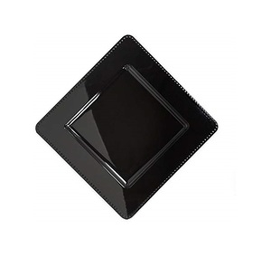 Square charger <b>plates</b> add modern elegance and function to any table setting Made from durable acrylic or <b>reusable</b> <b>plastic</b> - Product Image 3
