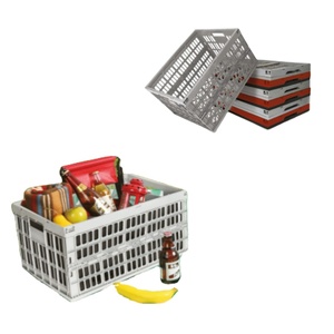 Panier de transport moderne pliable en plastique Design coloré pour le stockage des aliments et des boissons - Product Image 2