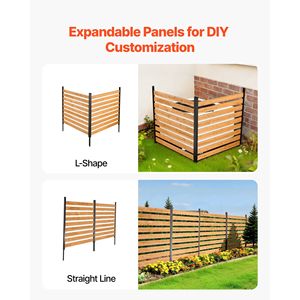 Pantalla de privacidad de madera maciza para exteriores de 48 x 49 x 28 pulgadas, valla de privacidad de madera con estacas metálicas, 2 paneles, valla para aire acondicionado, almacenamiento - Product Image 3