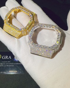 Kit de modification de boîtier de montre octogonal en acier inoxydable, serti de pierres style diamant, finition glacée, pour un look audacieux et tendance, cadre de mise à niveau - Product Image 1