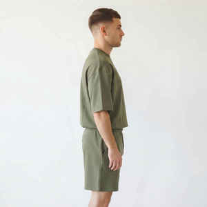 OEM Custom Men's Cotton Short <b>Set</b> Breathable Gym <b>Twin</b> <b>Set</b> with T Shirt Quality Wholesale for Summer Use Short <b>set</b> Tracksuit Men' - Product Image 3