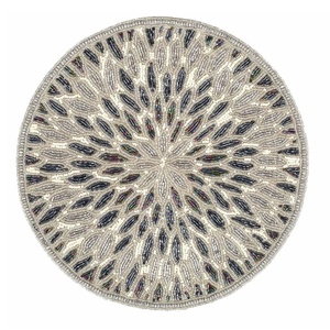 New Arrival Handmade Glass Beads & Polyester <b>Table</b> Mat Charger Plate Modern Floral Design Home Wedding Party Dining <b>Decor</b> - Product Image 2