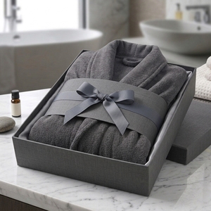 Luxury Cotton Velour Bathrobe Plush Absorbent Terry Interior Unisex Hotel Spa Dressing Gown Custom Logo Embroidery Private Label - Product Image 4