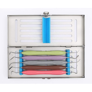 Kit de 5 instruments dentaires manuels réutilisables en silicone pour composites avec plateau en acier inoxydable CE ISO OEM ODM - Product Image 2