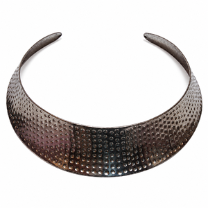 Collar de latón con tono plateado antiguo, diseño de gargantilla ancha texturizada, joyería llamativa, moda al por mayor - Product Image 1