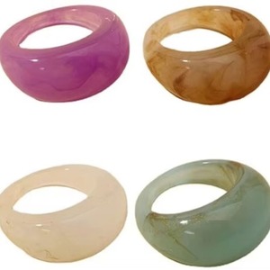 Collection de bagues en résine, inspirées du jade, de l'agate et du cristal, bagues cocktail épaisses, bijoux esthétiques faits à la main par Perfect Enterprises - Product Image 5