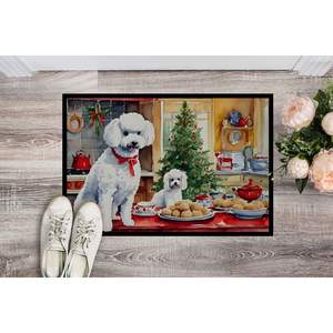 Nouveau caniche biscuits de Noël paillasson antidérapant lavable Low Pile 18H X 27W pour intérieur et extérieur pour entrée ou porte d'entrée - Product Image 2