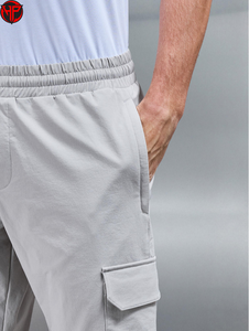 Men Casual Cargo Pants Straight Leg <b>Trousers</b> with Pockets Breathable Anti Wrinkle Quick Dry Track Nylon Pants Men - Product Image 3
