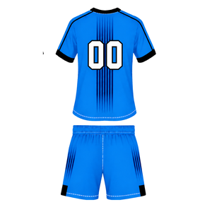 Conjunto de Rugby Azul Rey y Negro, Jersey de Manga Corta con Cuello Redondo y Pantalones Cortos a Juego, Transpirable, para Entrenamiento Deportivo en Equipo - Product Image 2
