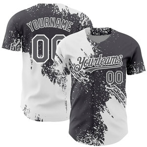Op maat gemaakt honkbalshirt voor heren, bedrukt met hittetransfer, V-hals, korte mouwen, grote maten, aangepaste teamnamen/nummers, 100% polyester - Product Image 4