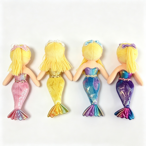 customized Mermaid plush <b>doll</b> set, shiny sequin tail mermaid stuffed toy, princess mermaid,blonde yarn hair mermaid rag <b>doll</b> - Product Image 2