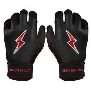 Bear Series Black Leather Short Cuff Adult <b>Baseball</b> Batting Glove Premium Grip <b>Baseball</b> Softball Hook Loop Closure Wrist Support - Product Image 1