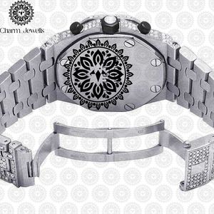 Montre de luxe pour homme en acier inoxydable Charm Jewells, cadran 40 mm, bracelet 20 cm, mouvement mécanique, étanche 10 bars, date automatique, fonction push - Product Image 2