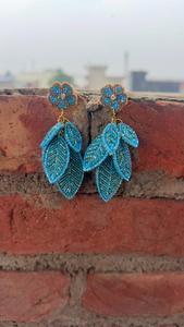 Boucles d'oreilles en verre perlé faites à la main, motif feuille, colorées, légères, bijoux fantaisie pour accessoires de mode, vente en gros - Product Image 4