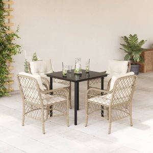 Set da Pranzo da Giardino in Beige, Nero, Crema e Bianco - Product Image 1