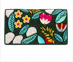 Handmade Beaded Floral Clutch With Embroidery Women's Bohemian Party Handbag Flap Closure - Product Image 6