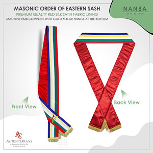 OES and Amaranth Reversible Sash Lined with <b>Red</b> Moire <b>Ribbon</b>, Order of Eastern Star Sashes, Front Multi-Colour - Product Image 3