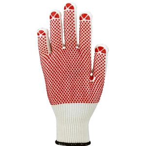 ถุงมือผ้าฝ้ายลายจุดสีแดงพีวีซีขนาด8ออนซ์สำหรับเจาะข้อมือถักกริปพรีเมียมและความปลอดภัยในการทำงานทั่วไป - Product Image 5