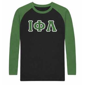 Chemise à manches longues raglan noire Iota Phi Lambda Sorority avec manches vert émeraude, vêtement à lettres grecques, haut décontracté pour femme, qualité supérieure - Product Image 5