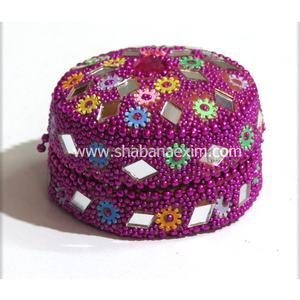 Boîte à bibelots indienne à paillettes faites à la main Boîtes portables Cadeau de mariage Faveur Meilleure qualité Boîte à bibelots perlés Cadeau souvenir - Product Image 6