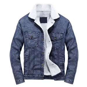Chaqueta Vaquera Forrada Vintage de Moda para Hombre, Corte Regular, Cálida para Primavera, Personalizable con Estampado OEM, Prenda Exterior Informal Teñida Lisa - Product Image 1