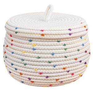 Cute Mini Cotton Rope Woven <b>Basket</b> Round Decorative Storage <b>Hamper</b> for Nursery Kids Room Toys Socks <b>Gift</b> Use - Product Image 6