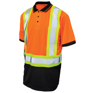 Chemise de sécurité à manches courtes haute visibilité pour homme, vert lime, vêtements de travail réfléchissants, uniforme en polyester - Product Image 3