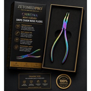 Pince à bec courbé Chroma Bent pour la fabrication de bijoux de précision ZetomedPro - Product Image 5