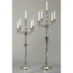Elegant Silver 5-Arm Candelabra Metal <b>Tall</b> Candle Holder Luxury Wedding Centerpiece Event <b>Table</b> Decor Floor Standing Candelabrum - Product Image 1