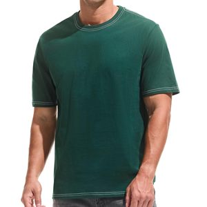Camiseta de Punto para Hombre, Cuello Redondo, Manga Corta, Color Verde Oscuro, Estilo Casual, Corte Regular, 100% Algodón Jersey, Ribete en Contraste - Product Image 1