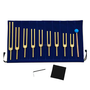 Ensemble de 9 diapasons Solfeggio Chakra 174-963Hz avec mallette et pochette en velours, outils personnalisés, fournisseur en gros - Product Image 1