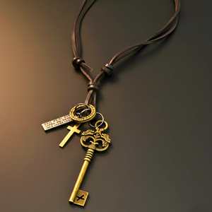 Fashion Pendant 2.5-Inch Pure Stainless Steel Key Charm with Adjustable Leather Rope for Men & Boys - Product Image 4