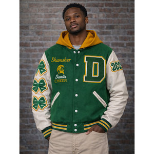 Vestes universitaires d'hiver personnalisées en gros pour hommes, grandes tailles, à capuche, style unique, les plus vendues, en similicuir - Product Image 1