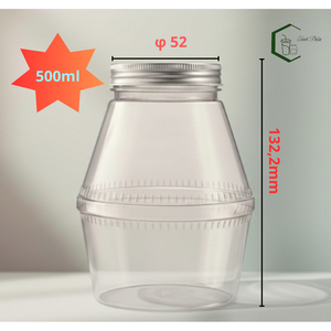 Diamond Shape 500ml PET <b>Plastic</b> Bottle with 52mm Aluminum Screw <b>Cap</b> OEM Juice Milk Tea Coffee Beverages From Vietnam - Product Image 5