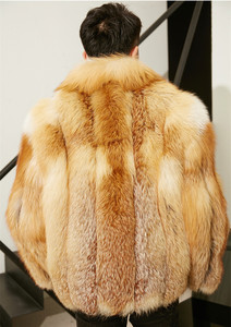 Red fox Fur Coat Men's Original Fur One-piece <b>Leather</b> Coat Winter Racing Coat Mink Coat - Product Image 1