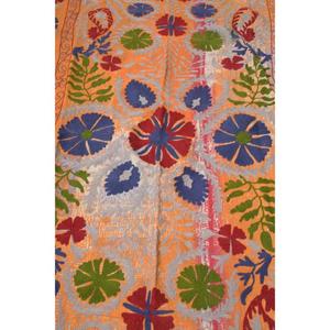 Indian Handmade Embroidered Kantha Suzani <b>Quilt</b> Vintage Cotton Floral Boho Home Bedspread <b>Throw</b> Blanket Bedding Eco-Friendly - Product Image 3