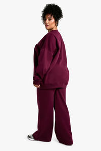 Premium Quality Burgundy Women's Plus Straight Leg Joggers Terry <b>Fleece</b> Soft Touch Sweatpants Women's Pants And <b>Trouser</b> - Product Image 4