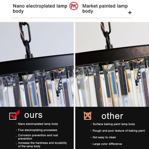 Lampadario di Lusso a 3 Livelli con Cristalli, 7 Luci, Struttura Nera, Elegante Illuminazione a Sospensione per Soggiorno e Sala da Pranzo - Product Image 4