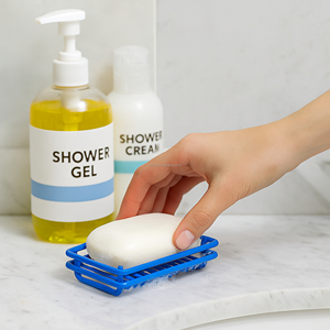 Porte-savon bleu avec plateau de drainage, porte-savon ouvert, accessoire de salle de bain pour comptoir - Product Image 5