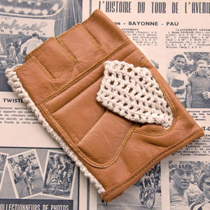 Gants de cyclisme demi-doigts style vintage avec dos en crochet, paume rembourrée antidérapante et design premium - Product Image 6