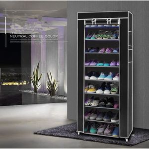 Scarpiera Nera a 10 Strati e 9 Scomparti in Tessuto Non Tessuto, Design Salvaspazio - Product Image 1